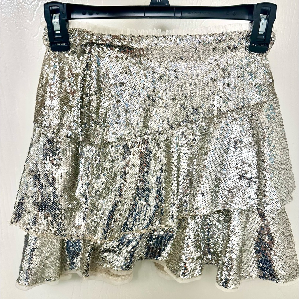 Zara Metallic Sequin Mini Skirt